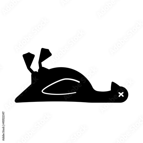 Dead duck silhouette icon. Clipart image isolated on white background.