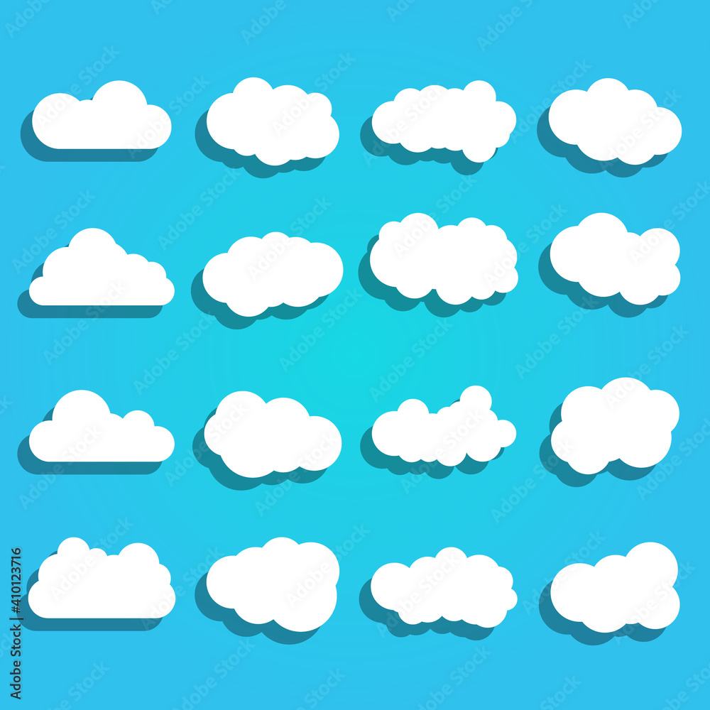 Clouds vector set. Cloud sky illustration. Weather symbols web collection.