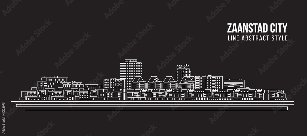 Cityscape Building Line art Vector Illustration design -  Zaanstad city