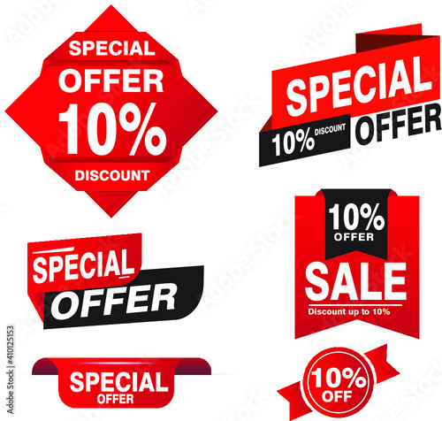 set of sale labels offer tag and title shapes free vector design
