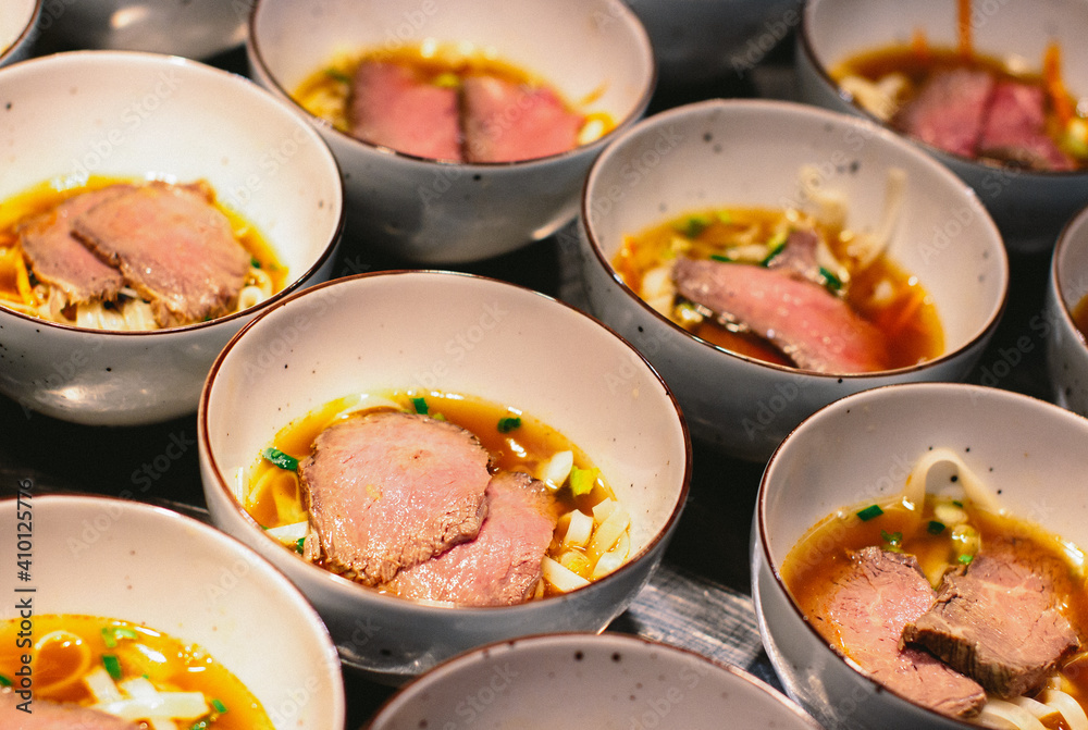 fobo soup with meat on a buffet fobo soup with meat on a buffet