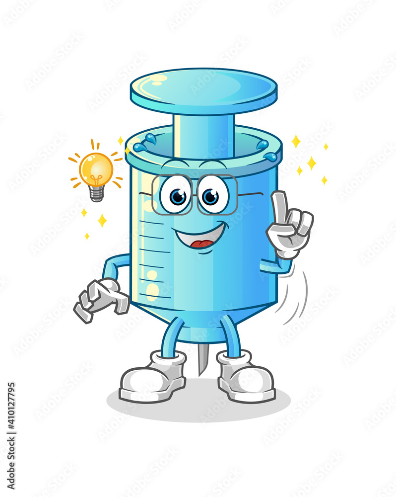 syringe got an idea cartoon. mascot vector