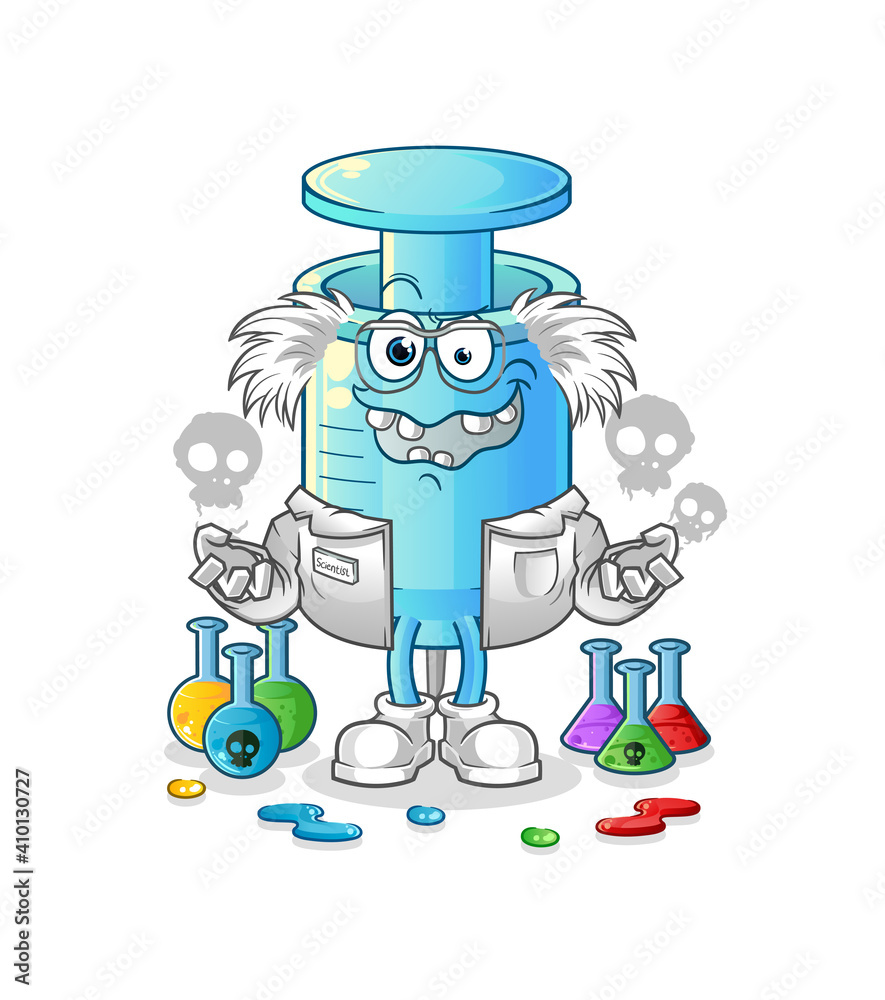 syringe mad scientist illustration. character vector syringe mad scientist illustration. character vector