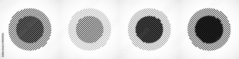 Set of abstract geometric logo with lines. Halftone circles for your design Set of abstract geometric logo with lines. Halftone circles for your design