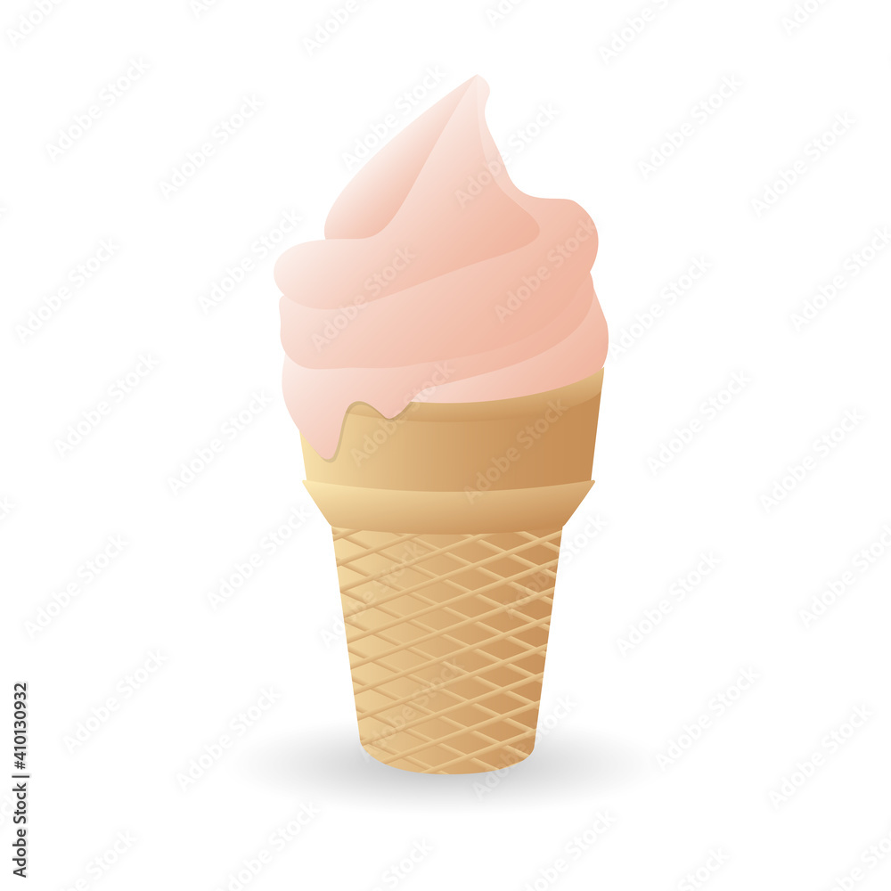 Berry soft ice cream in a waffle cone. Vector image on a white background. Berry soft ice cream in a waffle cone. Vector image on a white background.
