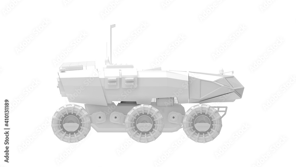 moon Mars space vehicle 3D rendering computer model isolated on white background