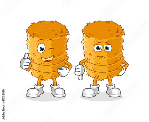 straw roll thumbs up and thumbs down. cartoon mascot vector