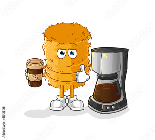 straw roll drinking coffee illustration. character vector