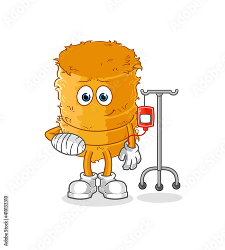 straw roll sick in IV illustration. character vector