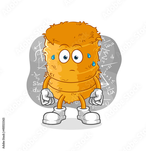straw roll thinking hard vector. cartoon character