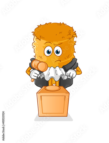 straw roll judge holds gavel. character vector