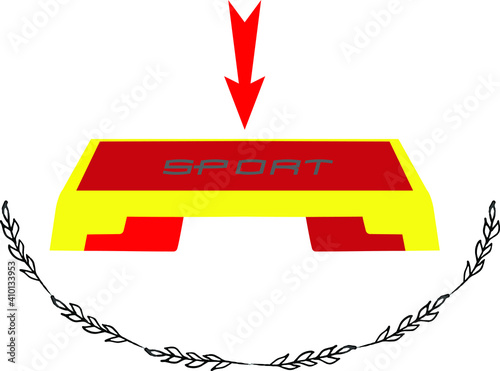 Step Board red-yellow with the words 'sport' and a red arrow at the top