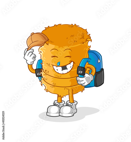 straw roll goes to school vector. cartoon character