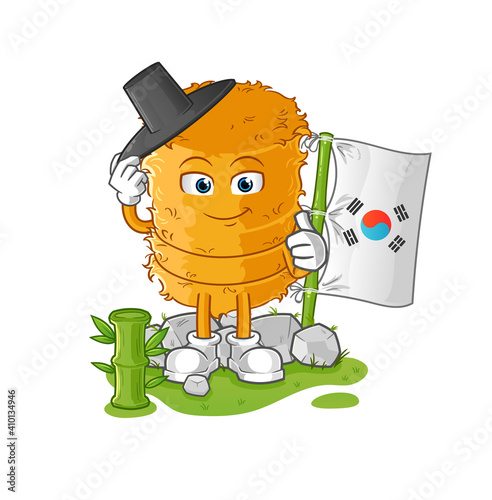 straw roll korean character. cartoon mascot vector