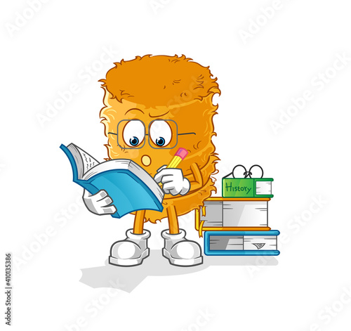 straw roll studying mascot. cartoon vector