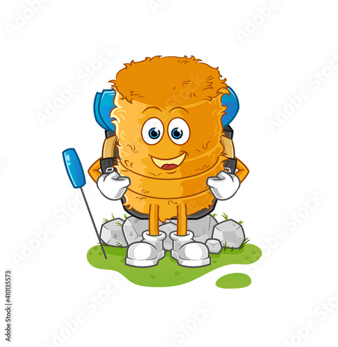 straw roll go camping mascot. cartoon vector