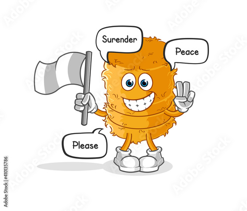straw roll hold surrender flag mascot. cartoon vector