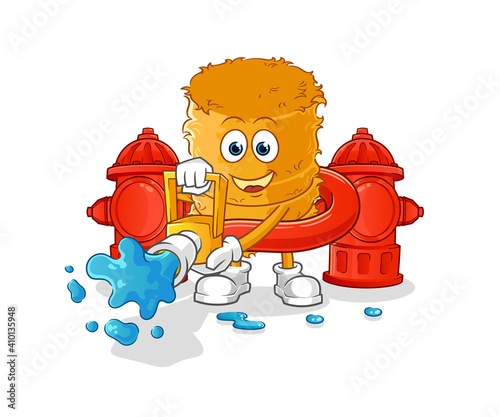 straw roll firefighter vector. cartoon character