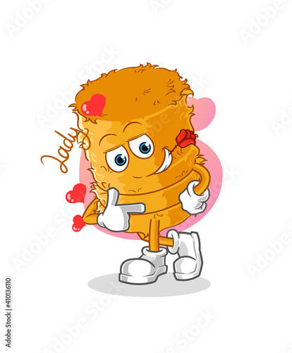 straw roll flirting illustration. character vector
