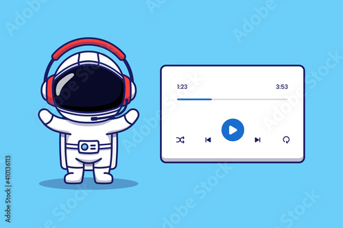 Cute astronaut with music player interface