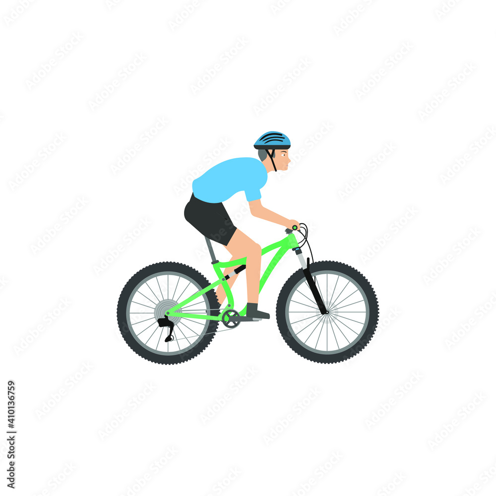 man with mountain bike on white background man with mountain bike on white background