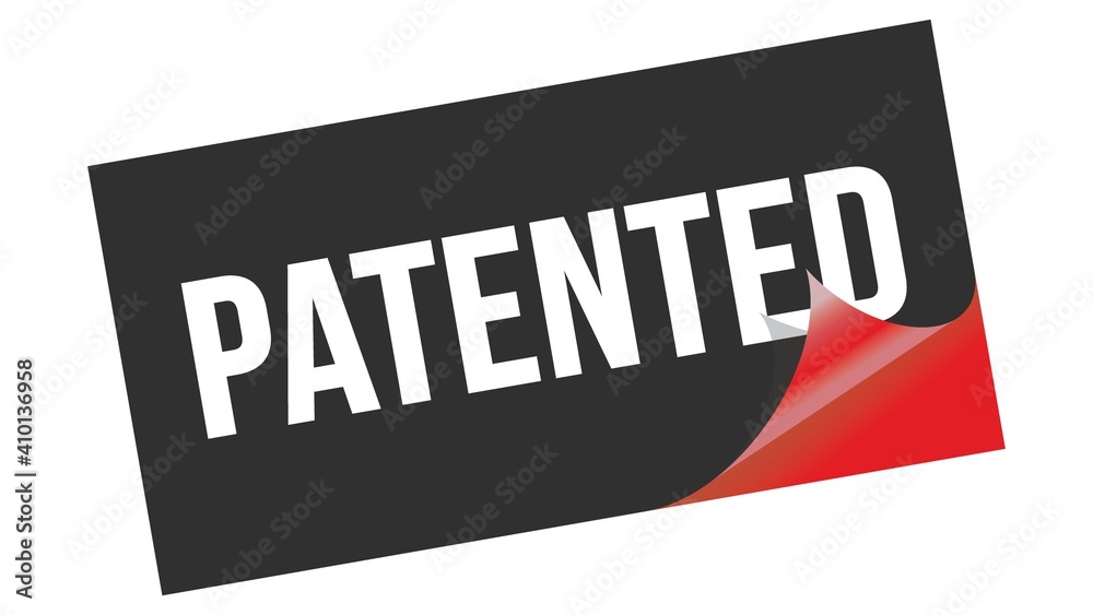 PATENTED text on black red sticker stamp. PATENTED text on black red sticker stamp.