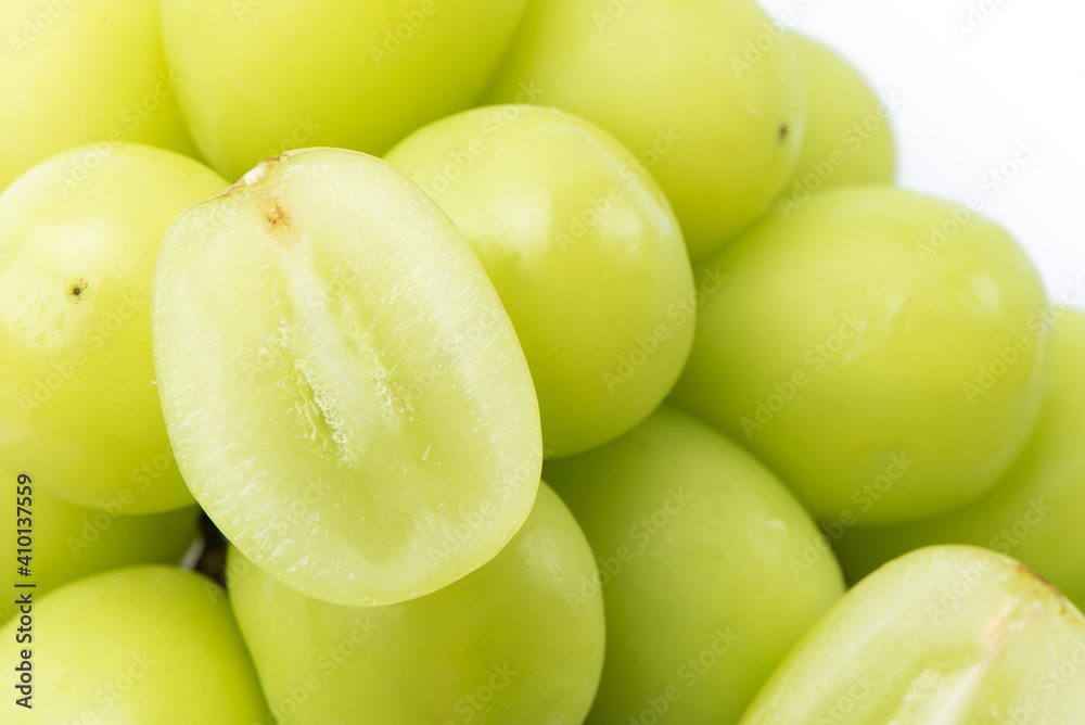 Beautiful a bunch of Shine Muscat green grape isolated on white background. Beautiful a bunch of Shine Muscat green grape isolated on white background.