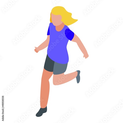 Girl active football player icon. Isometric of girl active football player vector icon for web design isolated on white background