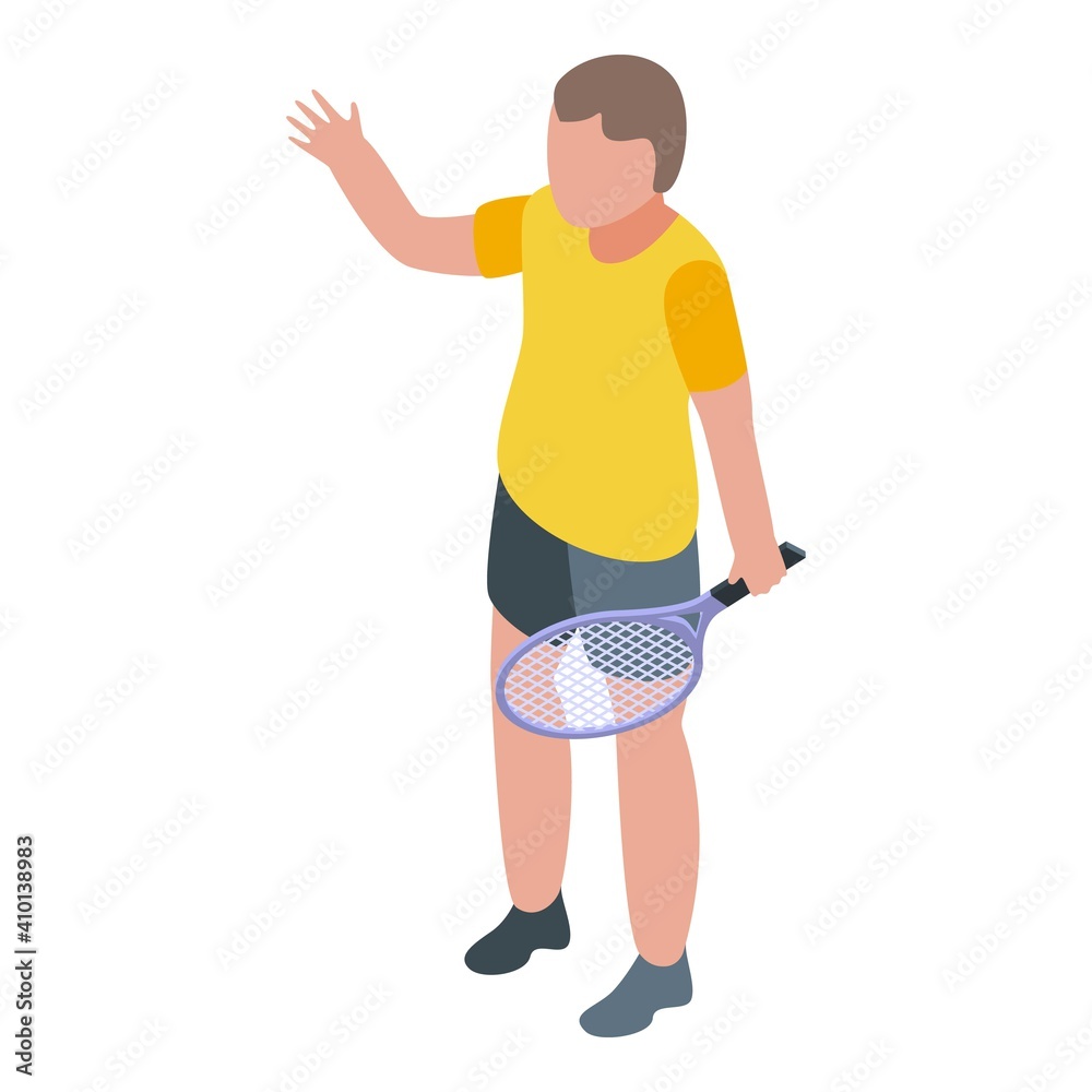 Kid playing tennis icon. Isometric of kid playing tennis vector icon for web design isolated on white background Kid playing tennis icon. Isometric of kid playing tennis vector icon for web design isolated on white background