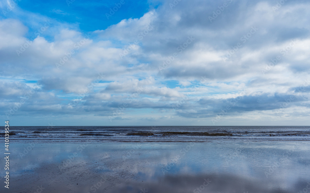 Beach at low tide in Dawlish Warren, Devon, England, Europe