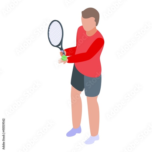 Male tennis player icon. Isometric of male tennis player vector icon for web design isolated on white background © ylivdesign