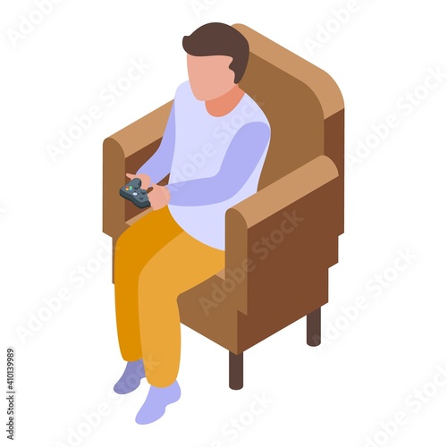 Playing video games icon. Isometric of playing video games vector icon for web design isolated on white background