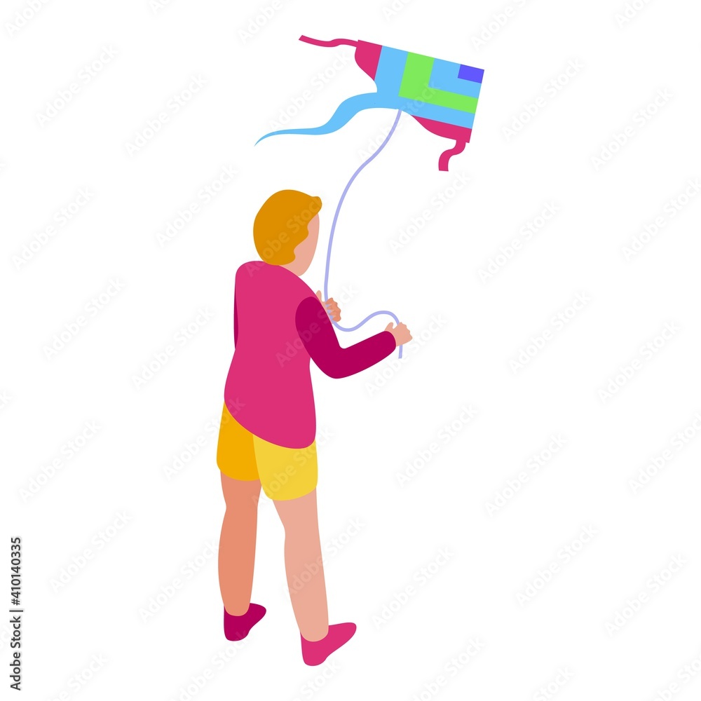 Child kite icon. Isometric of child kite vector icon for web design isolated on white background Child kite icon. Isometric of child kite vector icon for web design isolated on white background