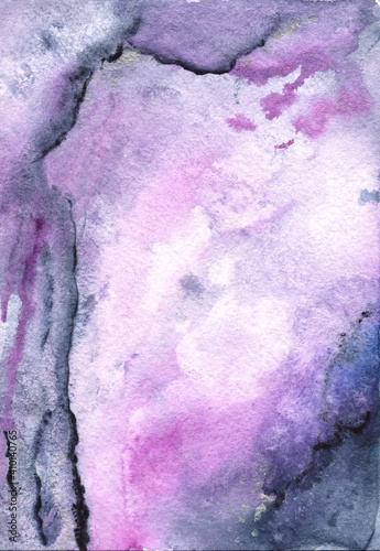 illustration of watercolor liquid marble of violet blue indigo color with silver. drawn by hand. wallpaper, background, place for your text. for design, cards, flyers, banners