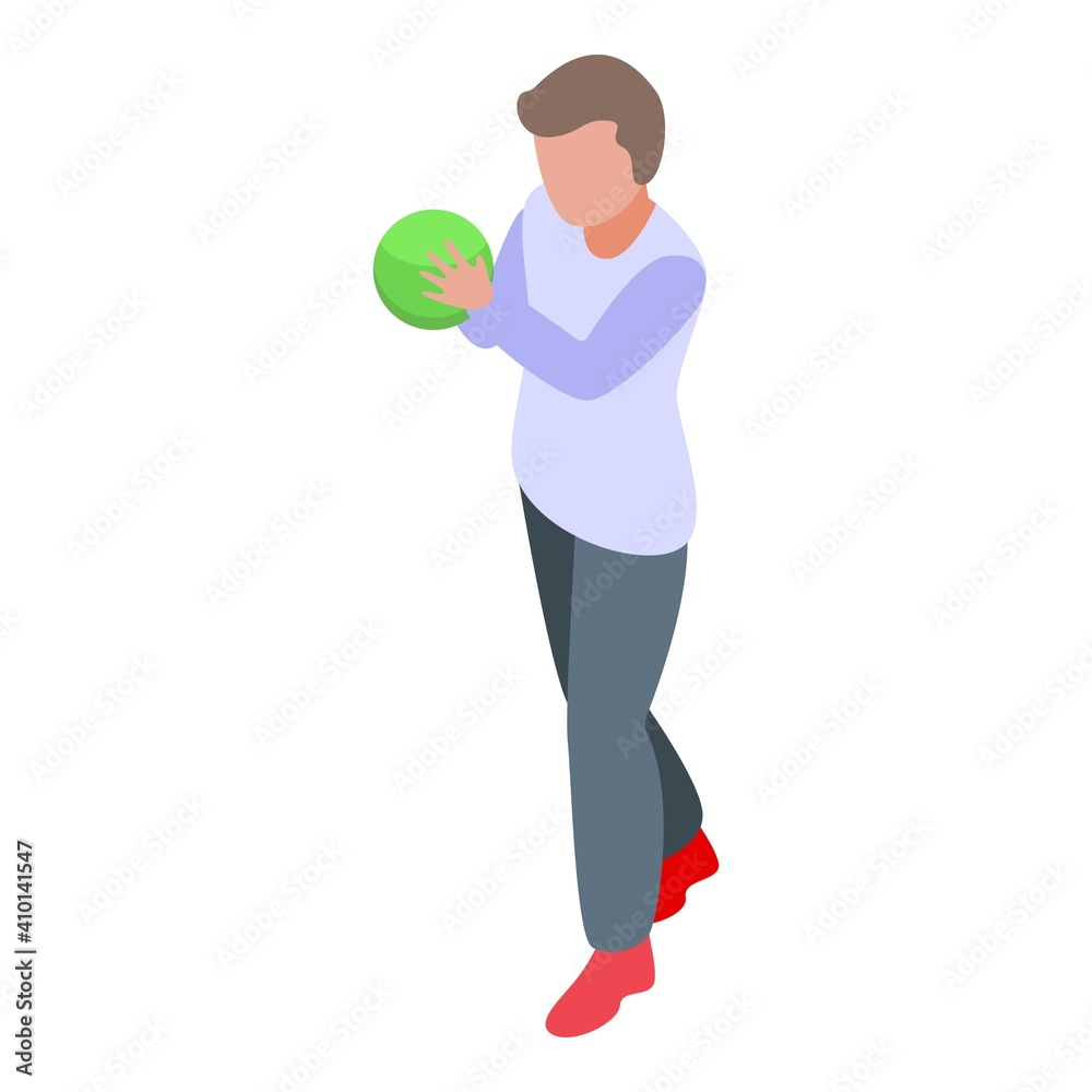 Boy throwing bowling ball icon. Isometric of boy throwing bowling ball vector icon for web design isolated on white background Boy throwing bowling ball icon. Isometric of boy throwing bowling ball vector icon for web design isolated on white background