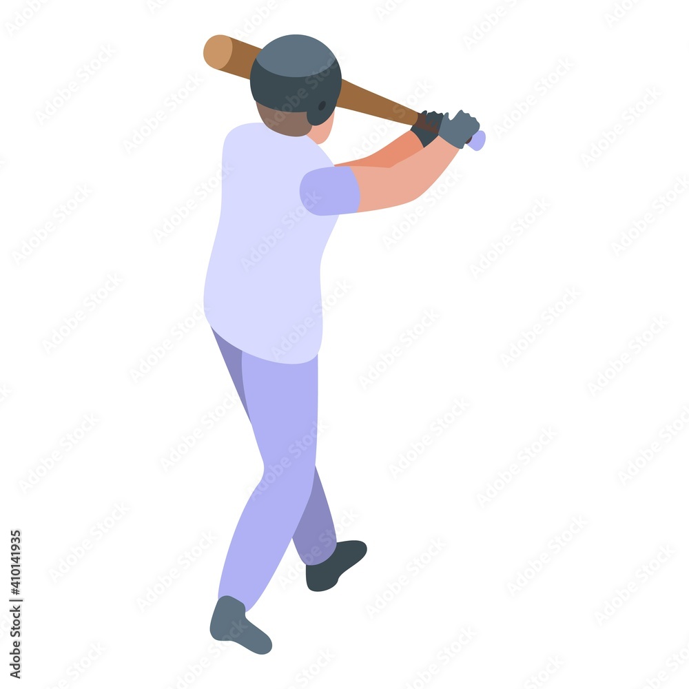 Baseball player icon. Isometric of baseball player vector icon for web design isolated on white background Baseball player icon. Isometric of baseball player vector icon for web design isolated on white background