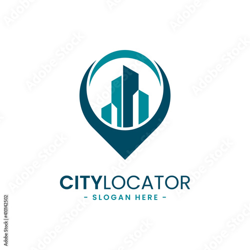City locator logo design template. Creative gps map point location symbol concept.