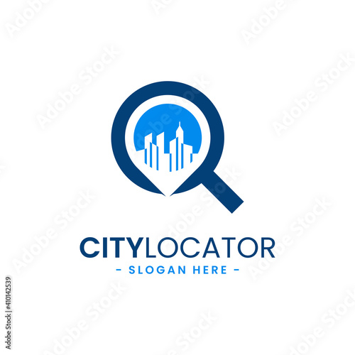 City locator logo design template. Creative gps map point location symbol concept.