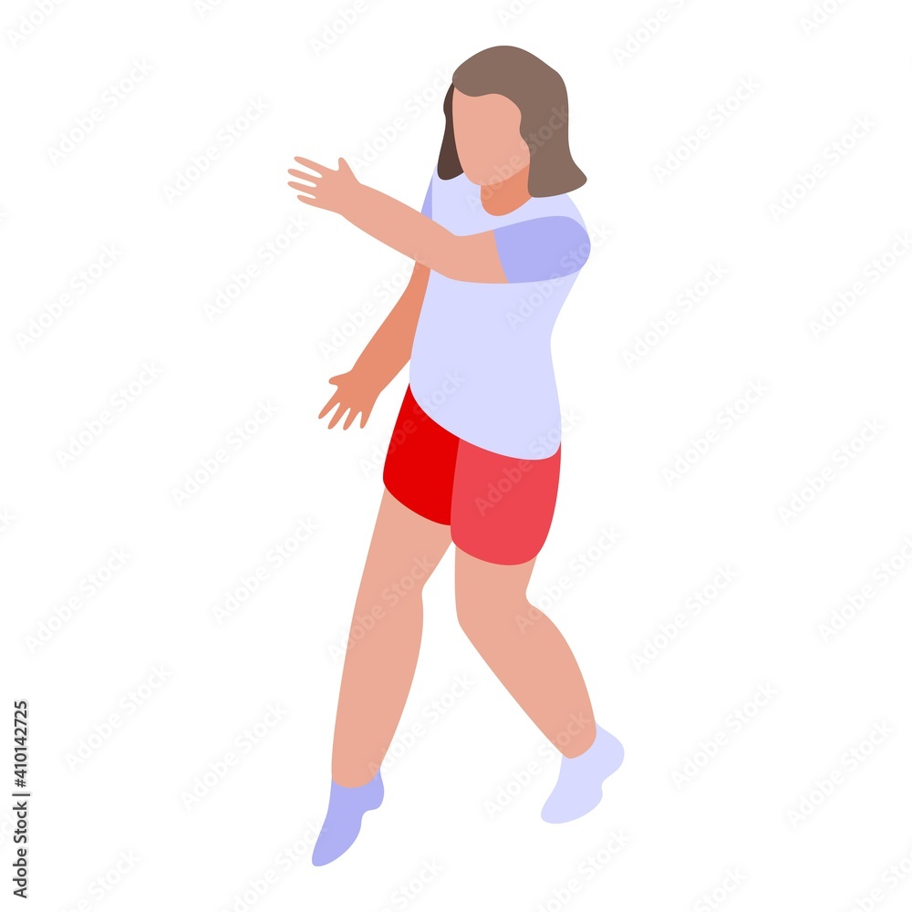 Girl volleyball player icon. Isometric of girl volleyball player vector icon for web design isolated on white background Girl volleyball player icon. Isometric of girl volleyball player vector icon for web design isolated on white background