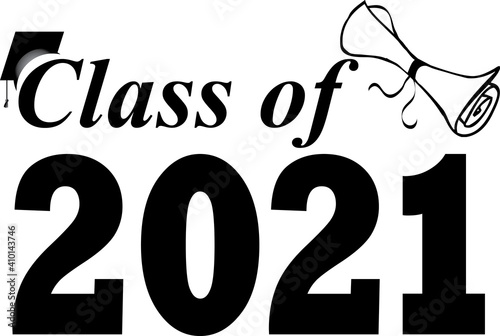 Class of 2021 Banner with Diploma and Graduation Cap