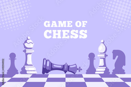 Chess King Lying on Chess Board and Queen Figure Above It