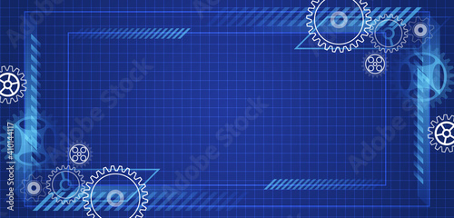 Wide engineering mechanism background. Hi tech gear wheels design innovation concept. Abstract cogwheel communication vector illustration.