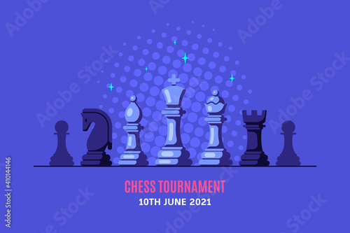 Chess Tournament Banner Template, Flat Vector Illustration