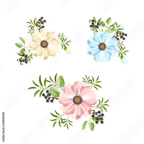 Flower isolated on white background. Flower modern design for t-shirt, print material, cloth and textile. Useful for invite and wedding card, wallpaper and greeting card. Flower vector illustration © Marinko