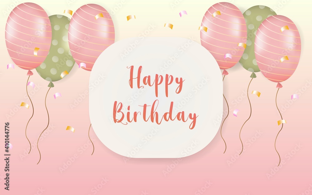 Happy Birthday concept with balloons. Vector design for banners, greeting cards and posters. Template for birthday celebration.
