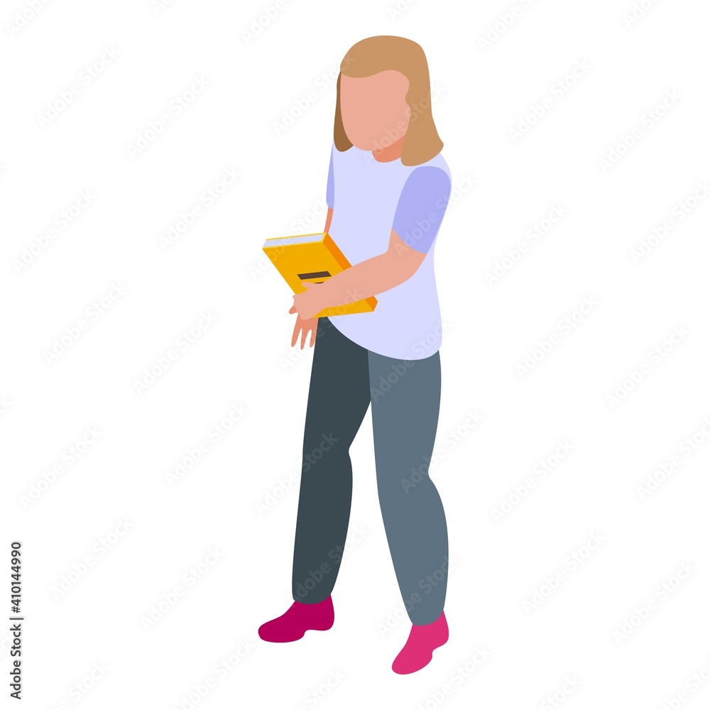 Reading kid icon. Isometric of reading kid vector icon for web design isolated on white background Reading kid icon. Isometric of reading kid vector icon for web design isolated on white background