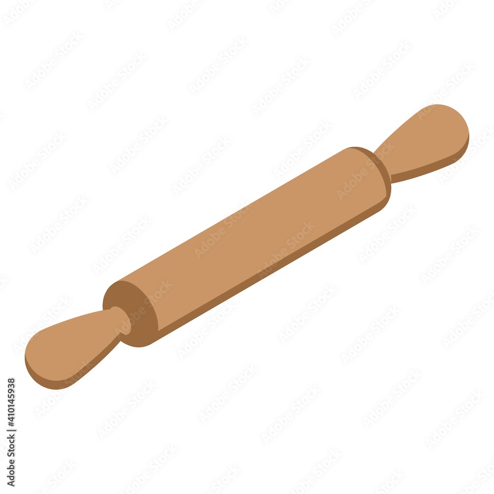 Dough wood roll icon. Isometric of dough wood roll vector icon for web design isolated on white background Dough wood roll icon. Isometric of dough wood roll vector icon for web design isolated on white background
