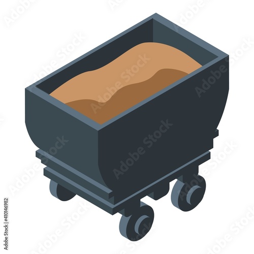 Mine wagon icon. Isometric of mine wagon vector icon for web design isolated on white background
