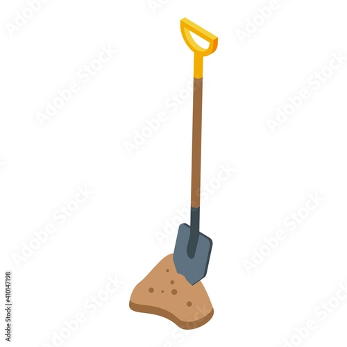 Tunnel work shovel icon. Isometric of tunnel work shovel vector icon for web design isolated on white background