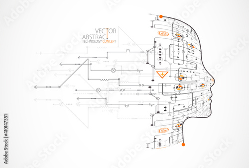 Artificial intelligence concept. Technology background. Vector science illustration
